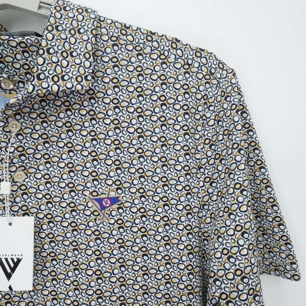 Ocean Reef Club Golf Polo Mens M Multi Geo Print Logo Performance Levelwear‎